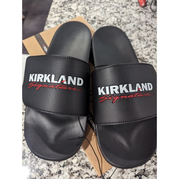 Kirkland | Logo Slides Unisex Black Men's 8 Women's 10 - Picture 1 of 4